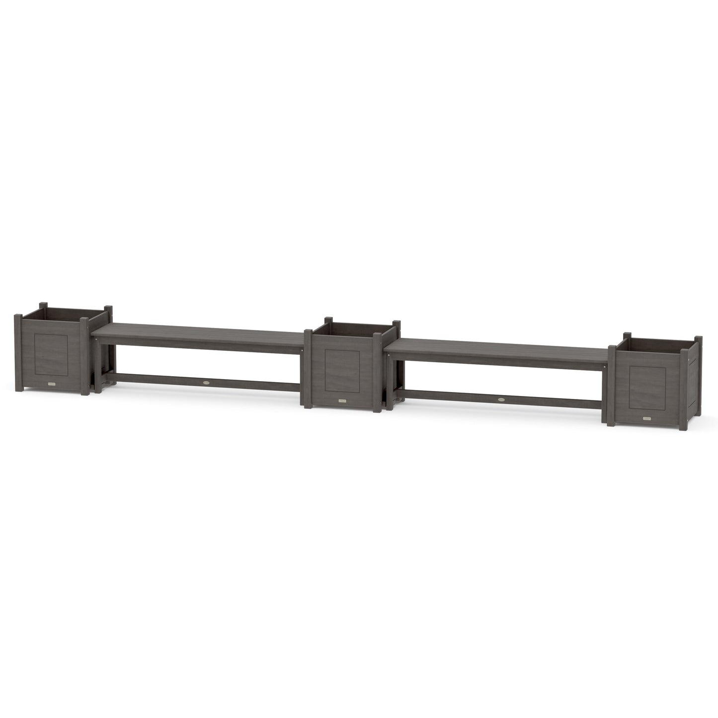 POLYWOOD 60" Country Living Straight Double Planter Bench Set - Large — Driftwood
