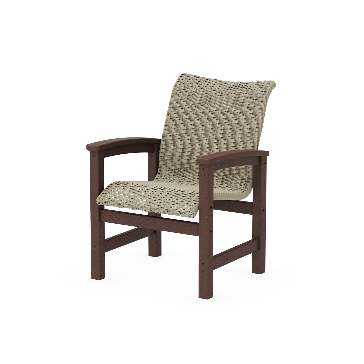 POLYWOOD Coastal Woven Dining Chair — Mahogany / Dune Grass