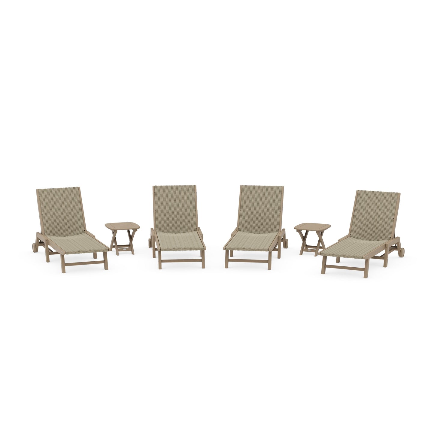 POLYWOOD 6- Piece Coastal Woven Chaise with Wheels Chaise Lounge Set — Vintage Sahara / Dune Grass