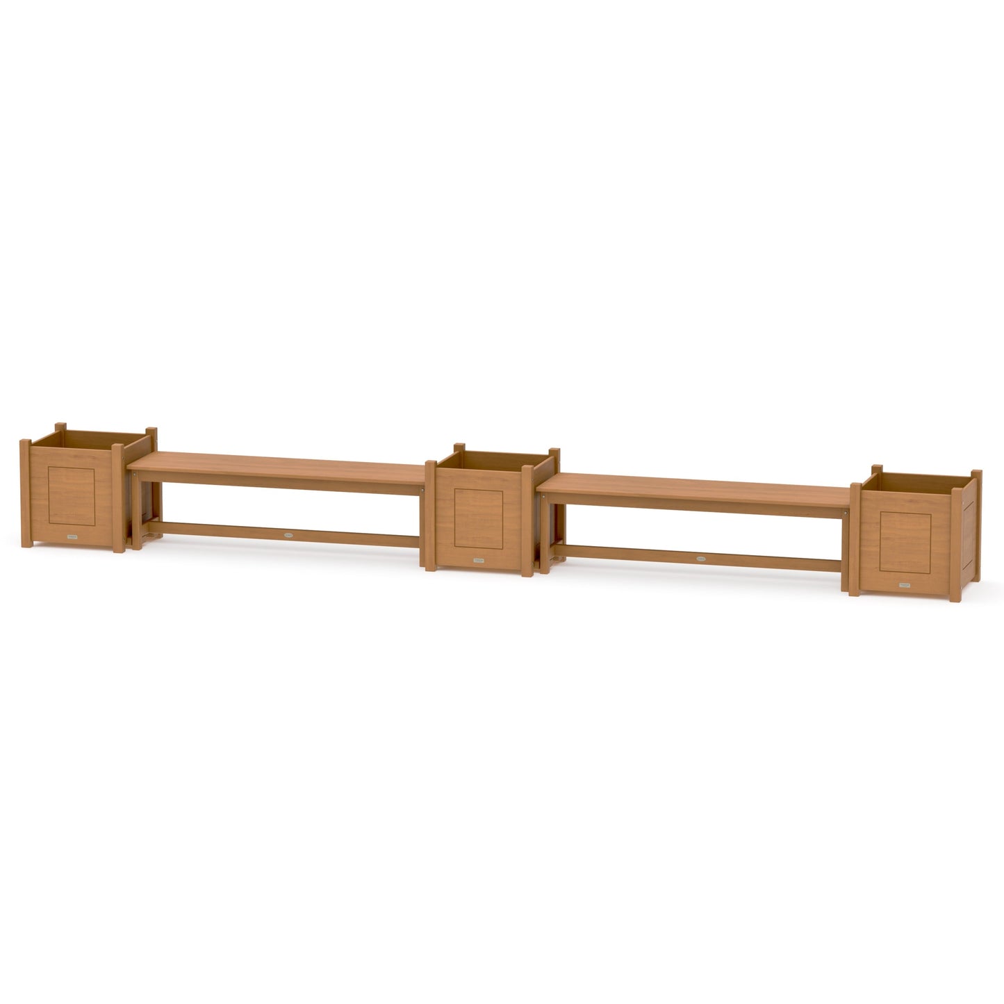 POLYWOOD 60" Country Living Straight Double Planter Bench Set - Large — Natural