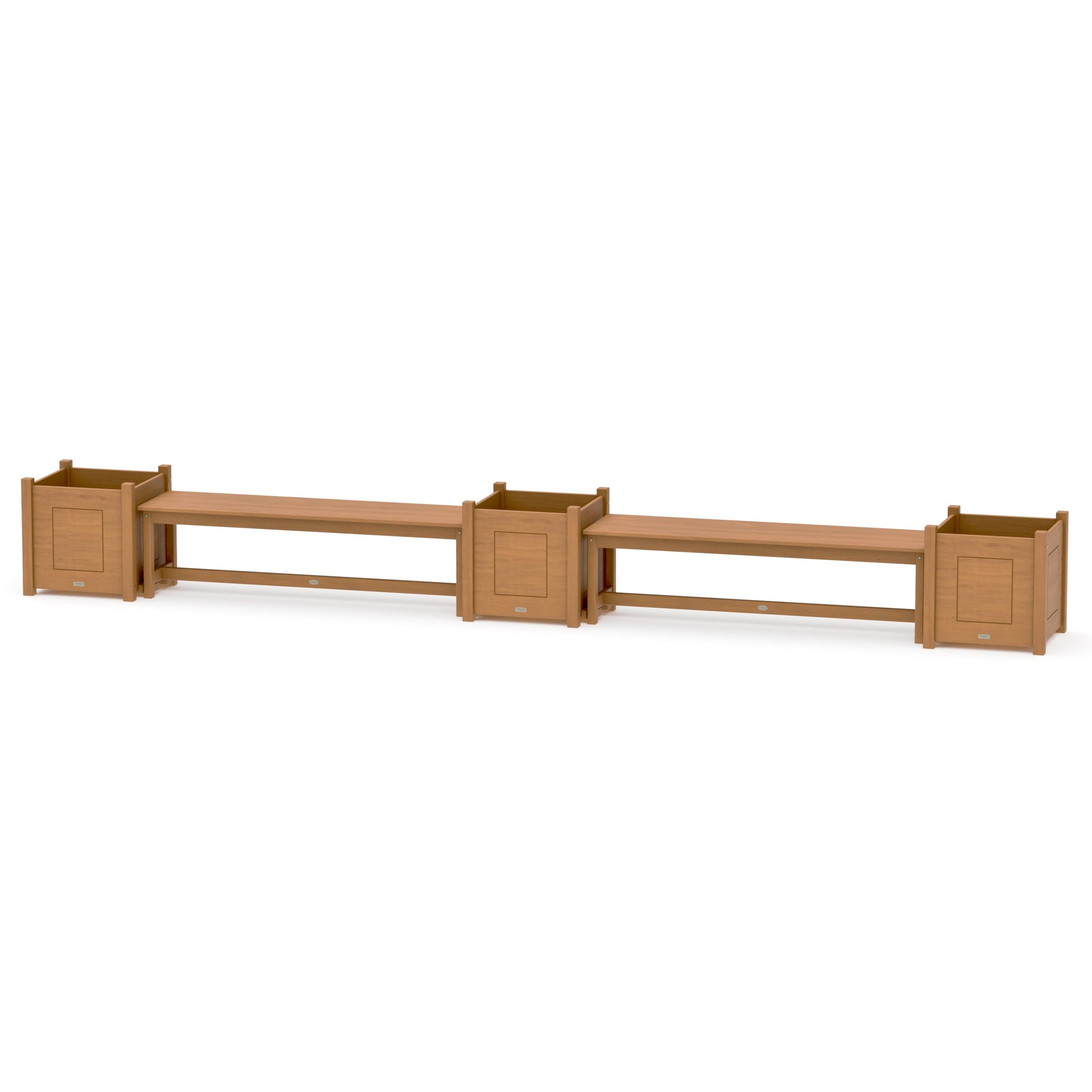 POLYWOOD 60" Country Living Straight Double Planter Bench Set - Large — Natural