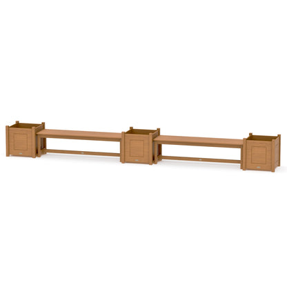 POLYWOOD 60" Country Living Straight Double Planter Bench Set - Large — Natural
