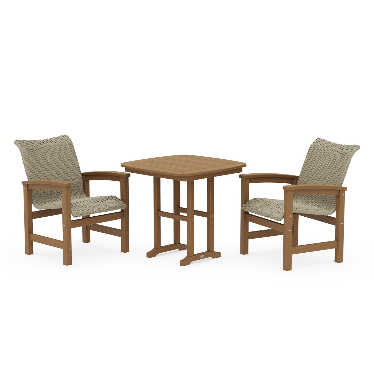 POLYWOOD Coastal Woven 3-Piece Dining Set — Natural / Dune Grass