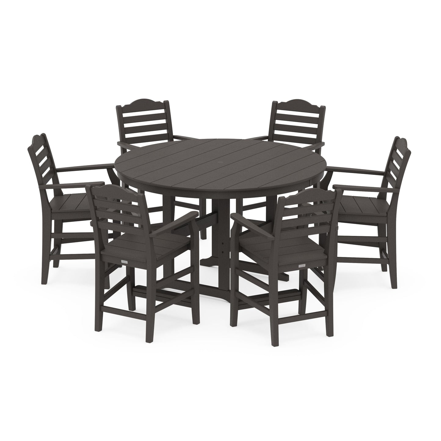 POLYWOOD Savannah 7-Piece Arm Chair Round Farmhouse Counter Set
