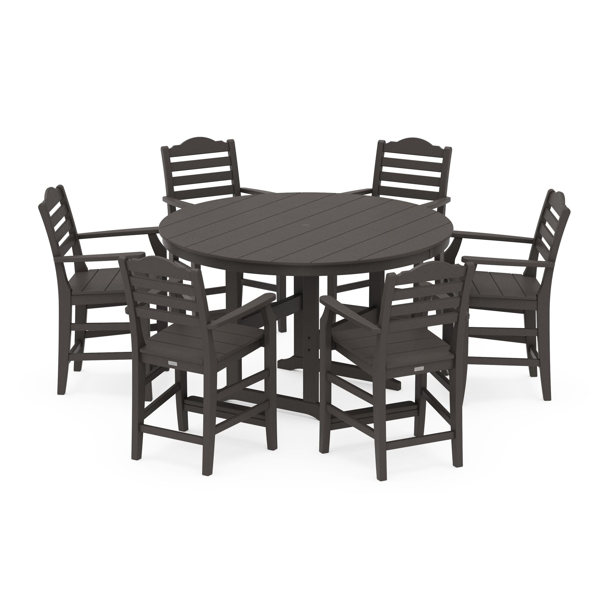 POLYWOOD Savannah 7-Piece Arm Chair Round Farmhouse Counter Set