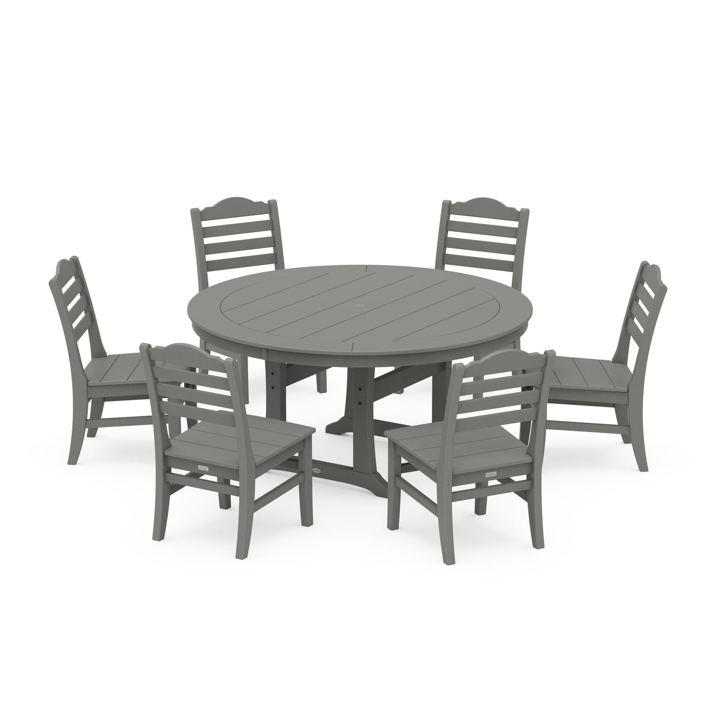 POLYWOOD Savannah 7-Piece Side Chair Round Dining Set — Slate Grey