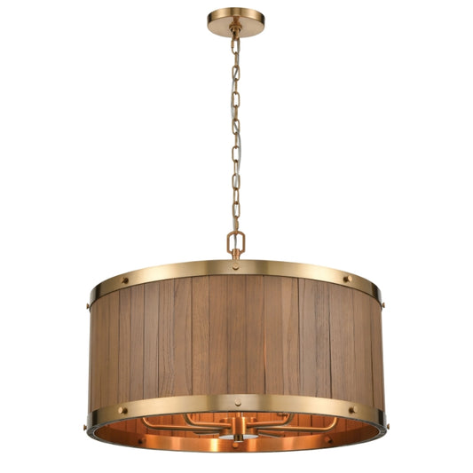 WOODEN BARREL 25'' WIDE 6-LIGHT CHANDELIER - FREE SHIPPING !!!