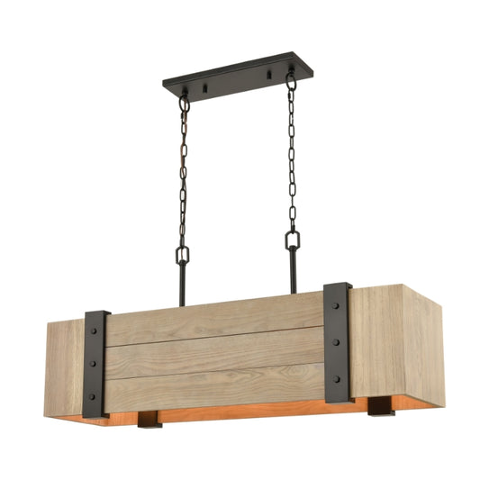 WOODEN CRATE 40'' WIDE 5-LIGHT LINEAR CHANDELIER - FREE SHIPPING !!!