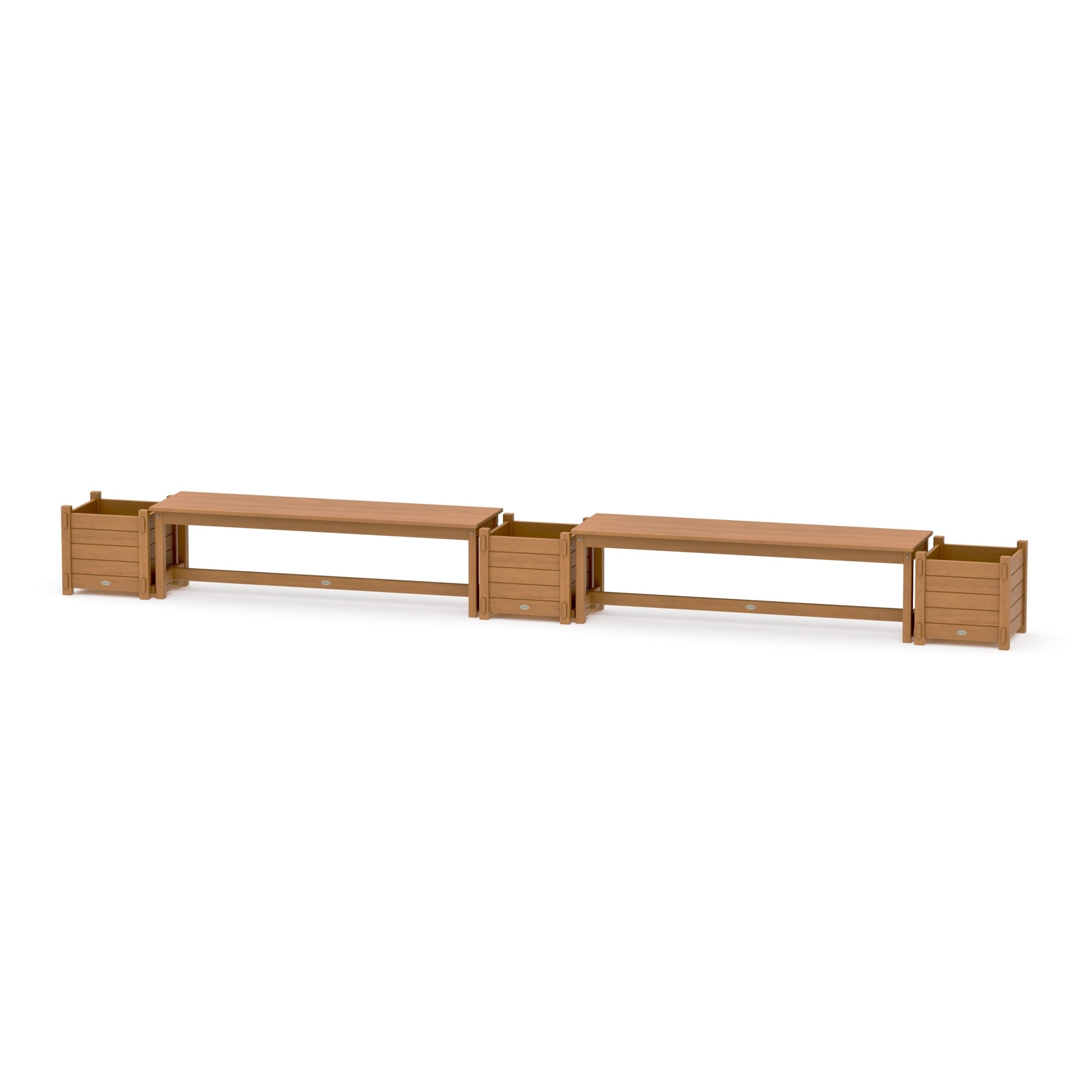 POLYWOOD 60" Nautical Straight Double Planter Bench Set — Natural