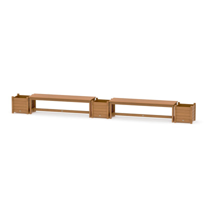 POLYWOOD 60" Nautical Straight Double Planter Bench Set — Natural
