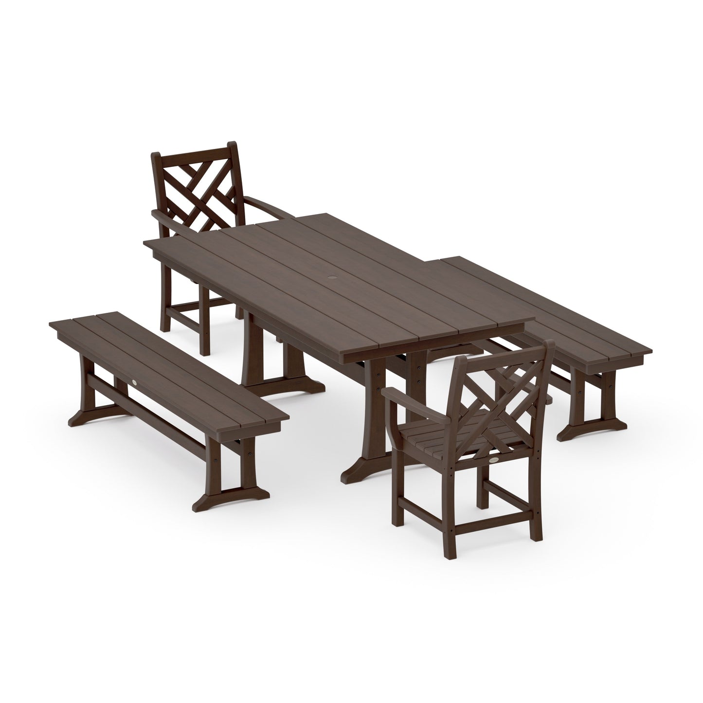 POLYWOOD Chippendale 5-Piece Farmhouse Dining Set With Trestle Legs — Kona