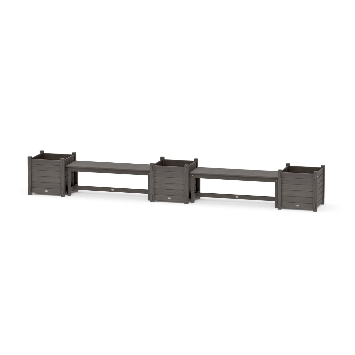 POLYWOOD 48" Nautical Straight Double Planter Bench Set - Large — Driftwood