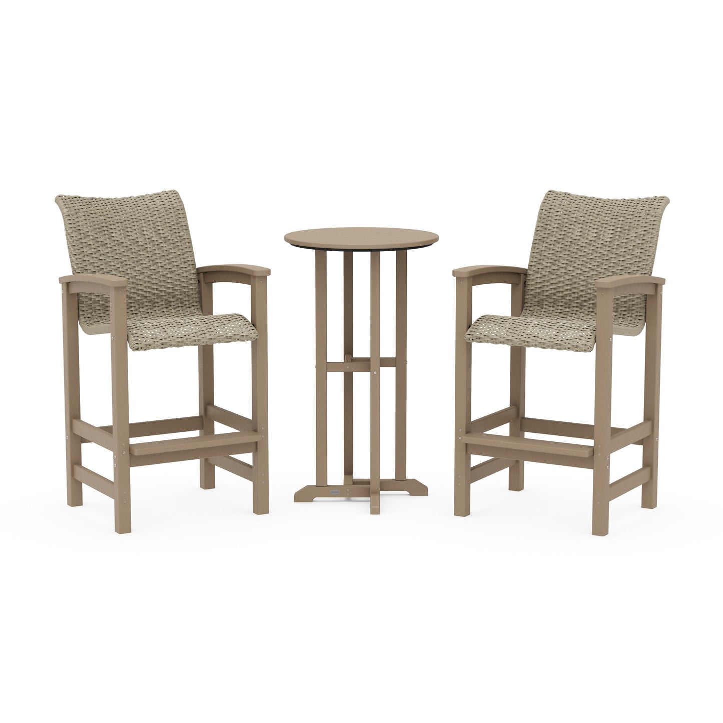 POLYWOOD Coastal Woven 3-Piece Farmhouse Bar Set — Vintage Sahara / Dune Grass