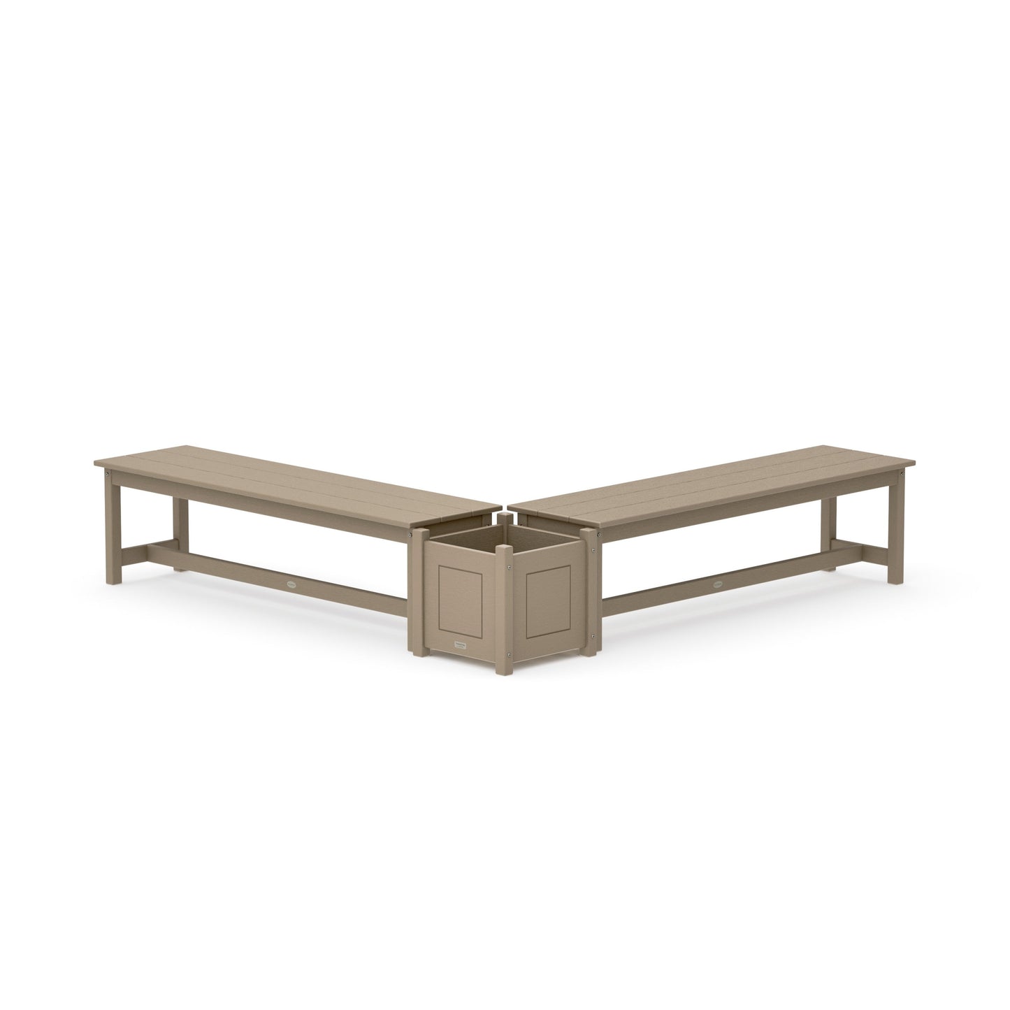 POLYWOOD 60" Country Living L- Shaped Planter Bench Set — Vintage Sahara