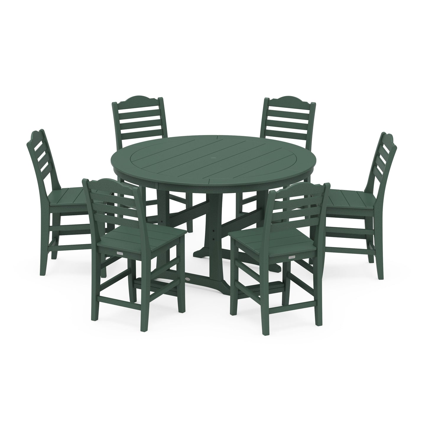 POLYWOOD Savannah 7-Piece Side Chair Round Counter Set — Green