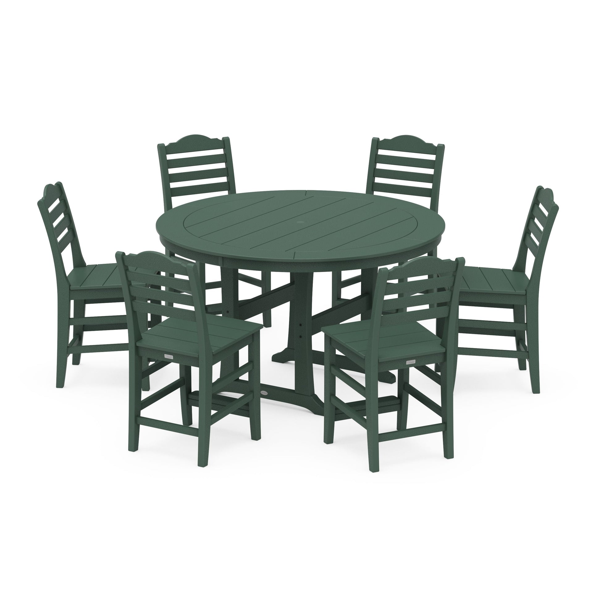 POLYWOOD Savannah 7-Piece Side Chair Round Counter Set — Green