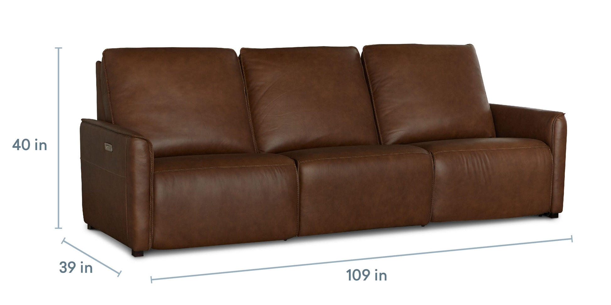 Bassett Club Level Everett Leather Modular Reclining Sofa — Bassett manufacturer gallery — 3pc Sofa image number 4