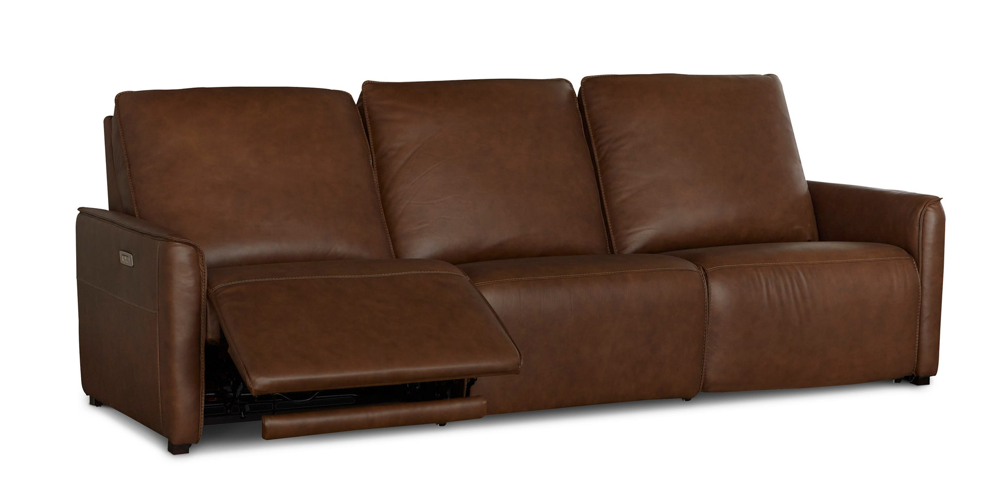 Bassett Club Level Everett Leather Modular Reclining Sofa — Bassett manufacturer gallery — 3pc Sofa image number 7