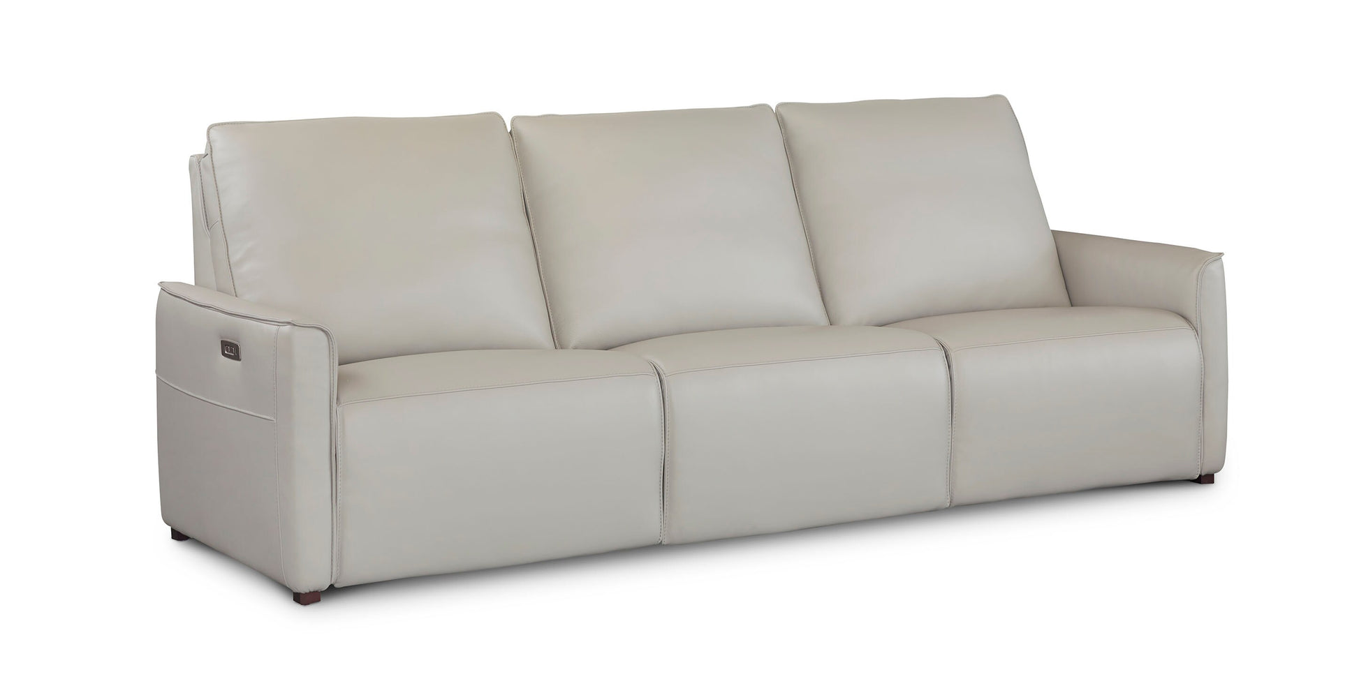 Bassett Club Level Everett Leather Modular Reclining Sofa — Bassett manufacturer gallery — Everett Light Grey / Yes — 3pc Sofa