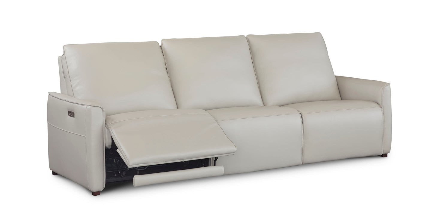 Bassett Club Level Everett Leather Modular Reclining Sofa — Bassett manufacturer gallery — Everett Light Grey / Yes — 3pc Sofa