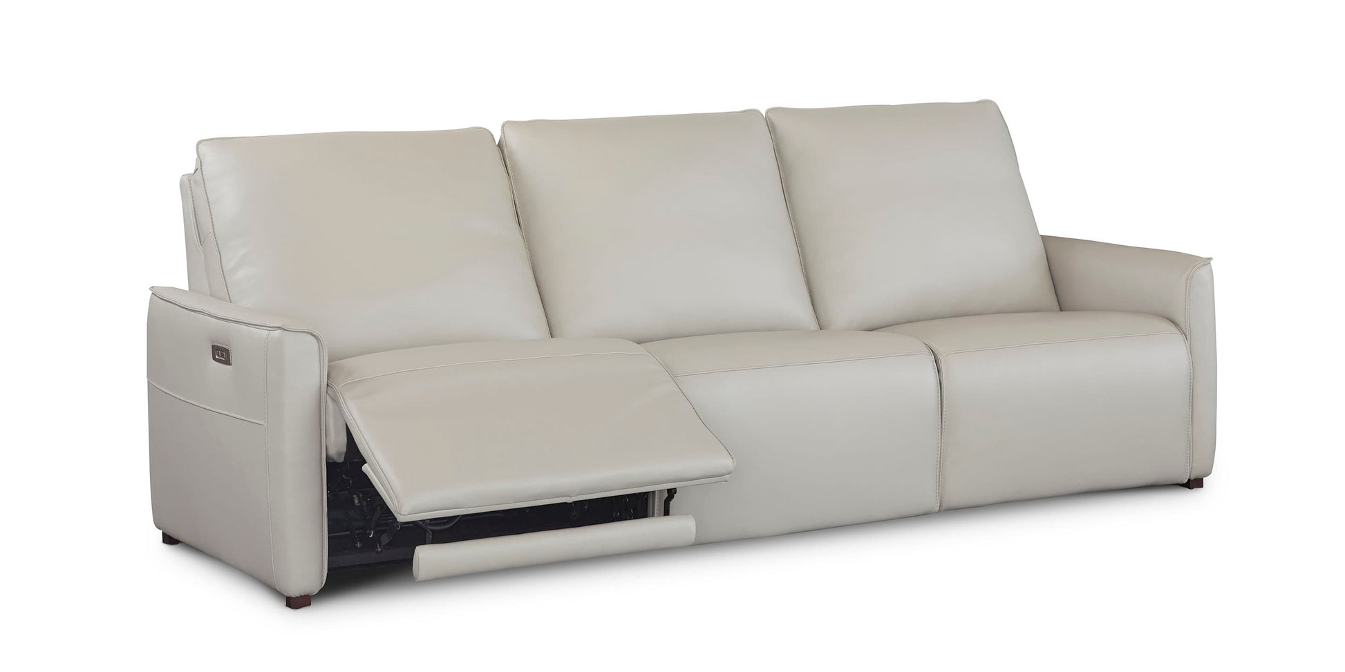 Bassett Club Level Everett Leather Modular Reclining Sofa — Bassett manufacturer gallery — Everett Light Grey / Yes — 3pc Sofa