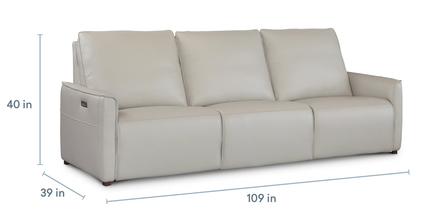 Bassett Club Level Everett Leather Modular Reclining Sofa — Bassett manufacturer gallery — Everett Light Grey / Yes — 3pc Sofa