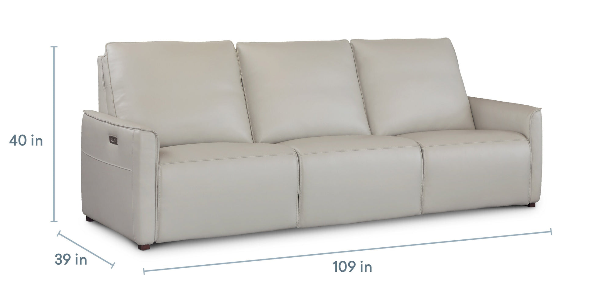 Bassett Club Level Everett Leather Modular Reclining Sofa — Bassett manufacturer gallery — Everett Light Grey / Yes — 3pc Sofa