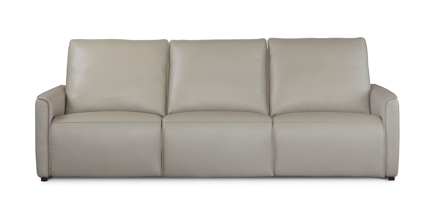 Bassett Club Level Everett Leather Modular Reclining Sofa — Bassett manufacturer gallery — Everett Light Grey / Yes — 3pc Sofa