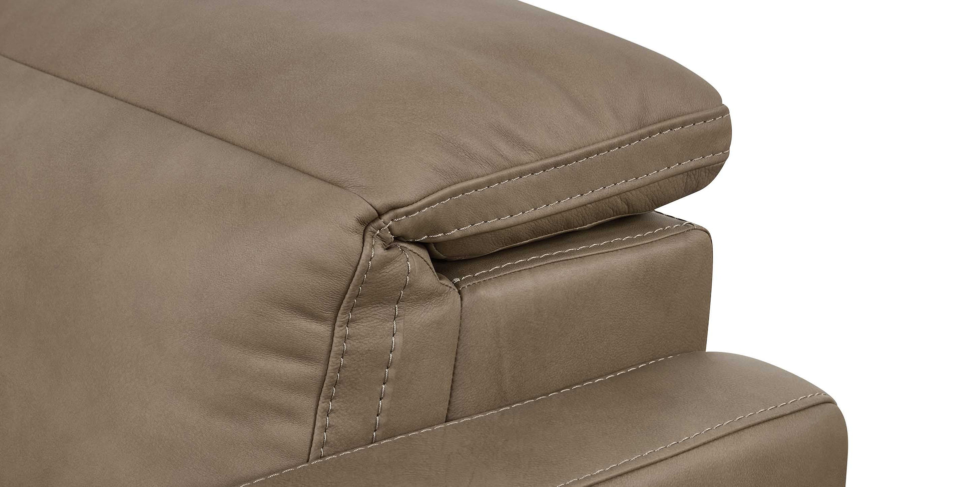 Bassett Club Level Caswell Leather Power Reclining Modular Sofa — Bassett manufacturer gallery — Caswell Goodland Mushroom — 4 pc Sofa