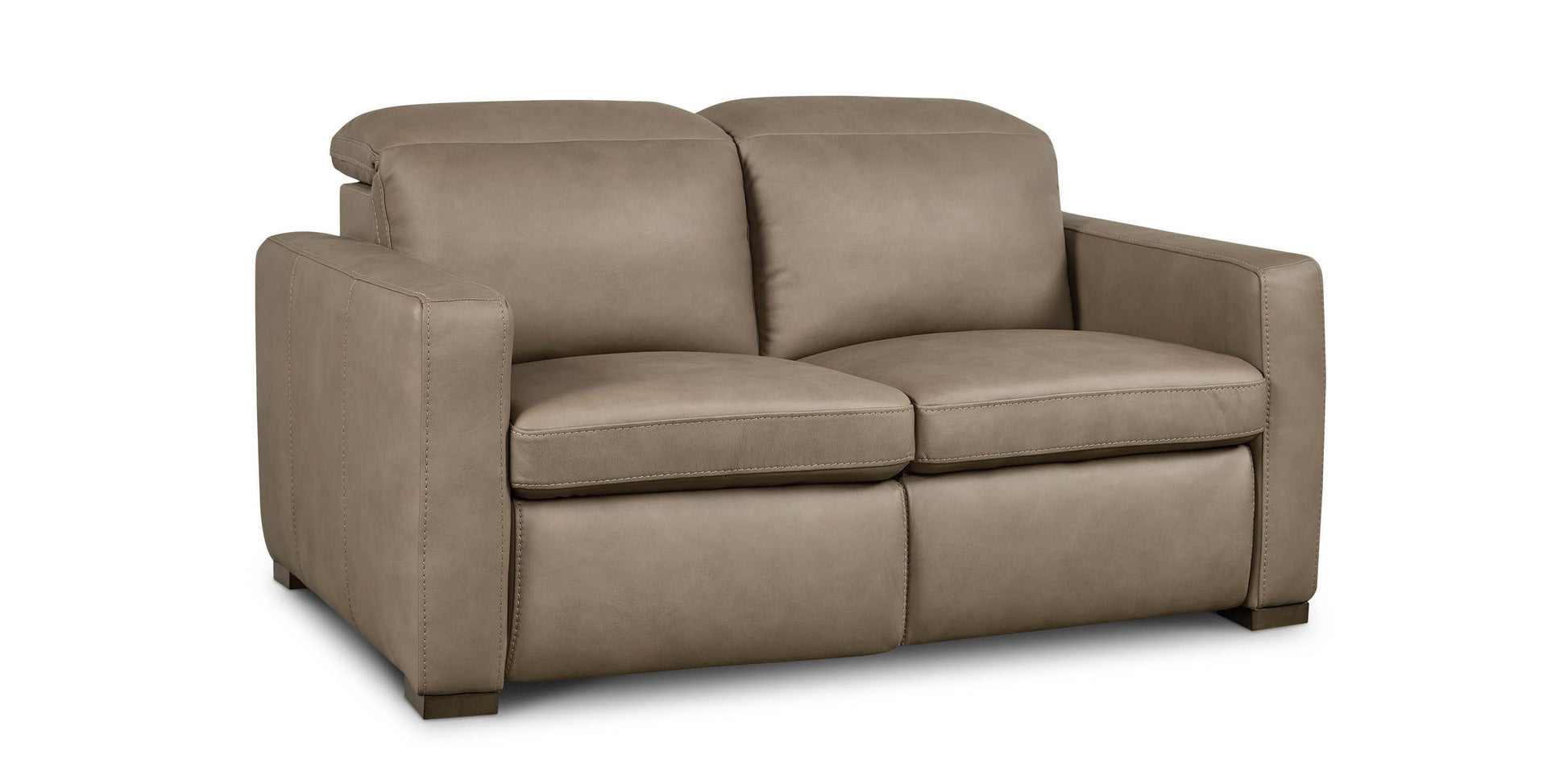 Bassett Club Level Caswell Leather Power Reclining Loveseat — Bassett manufacturer gallery — Caswell Goodland Mushroom — Loveseat w/Power