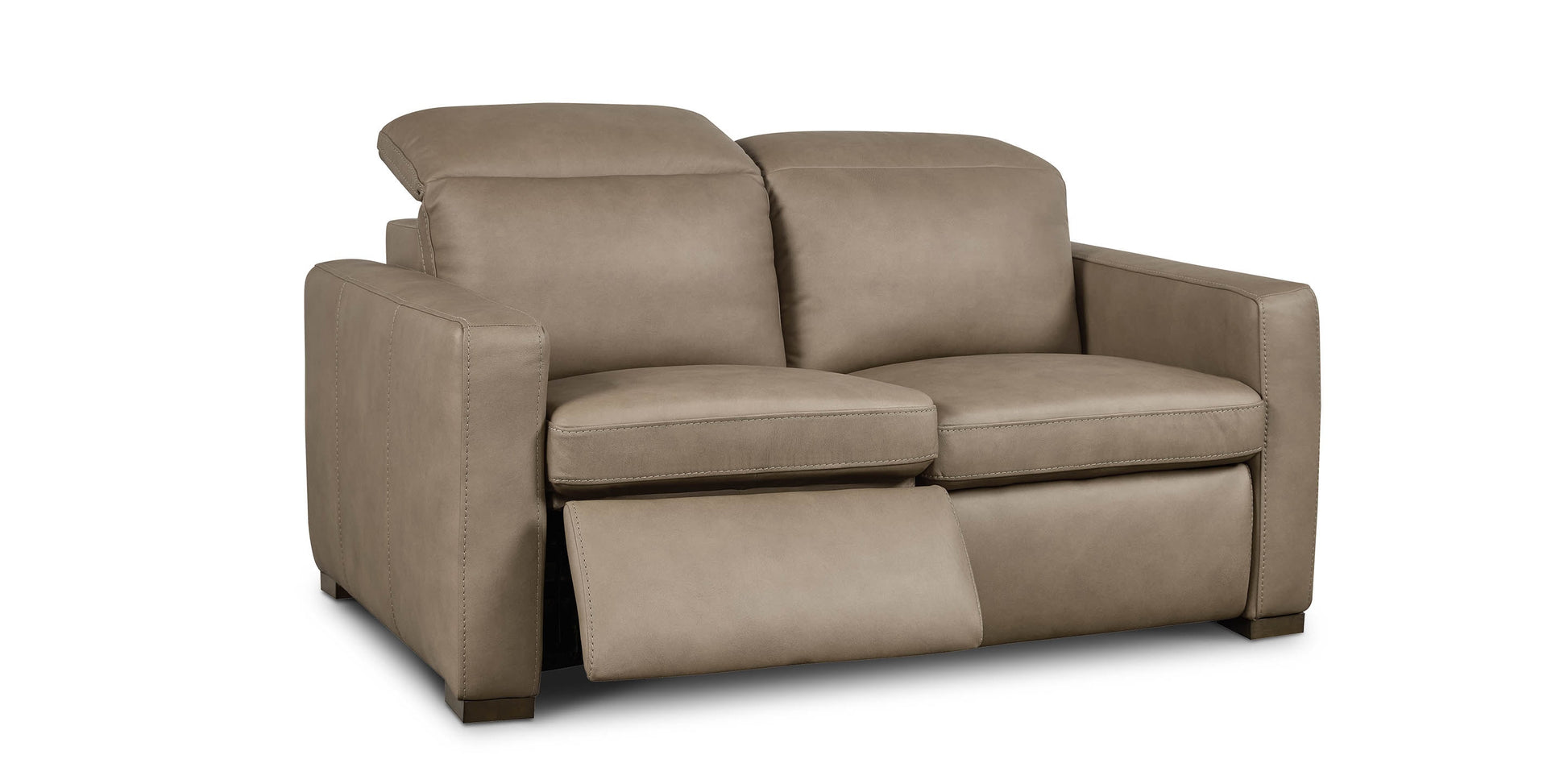 Bassett Club Level Caswell Leather Power Reclining Loveseat — Bassett manufacturer gallery — Caswell Goodland Mushroom — Loveseat w/Power