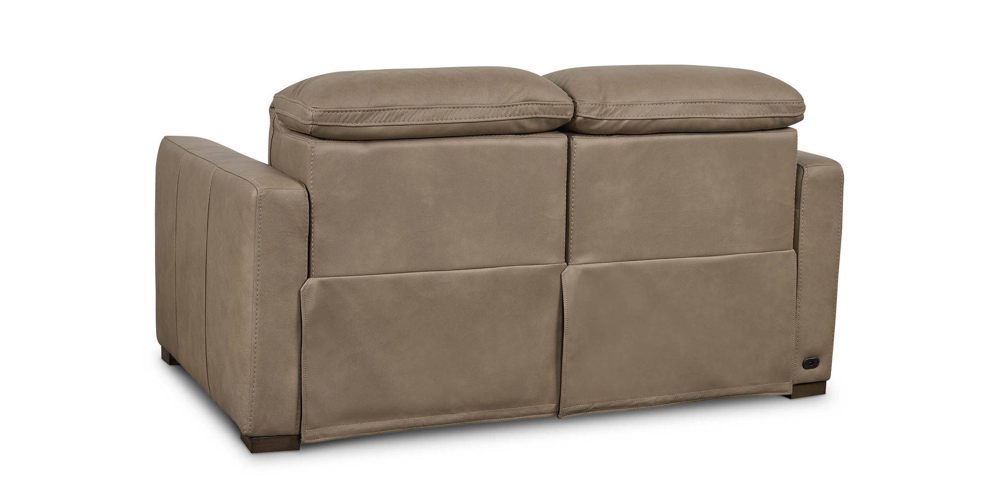 Bassett Club Level Caswell Leather Power Reclining Loveseat — Bassett manufacturer gallery — Caswell Goodland Mushroom — Loveseat w/Power