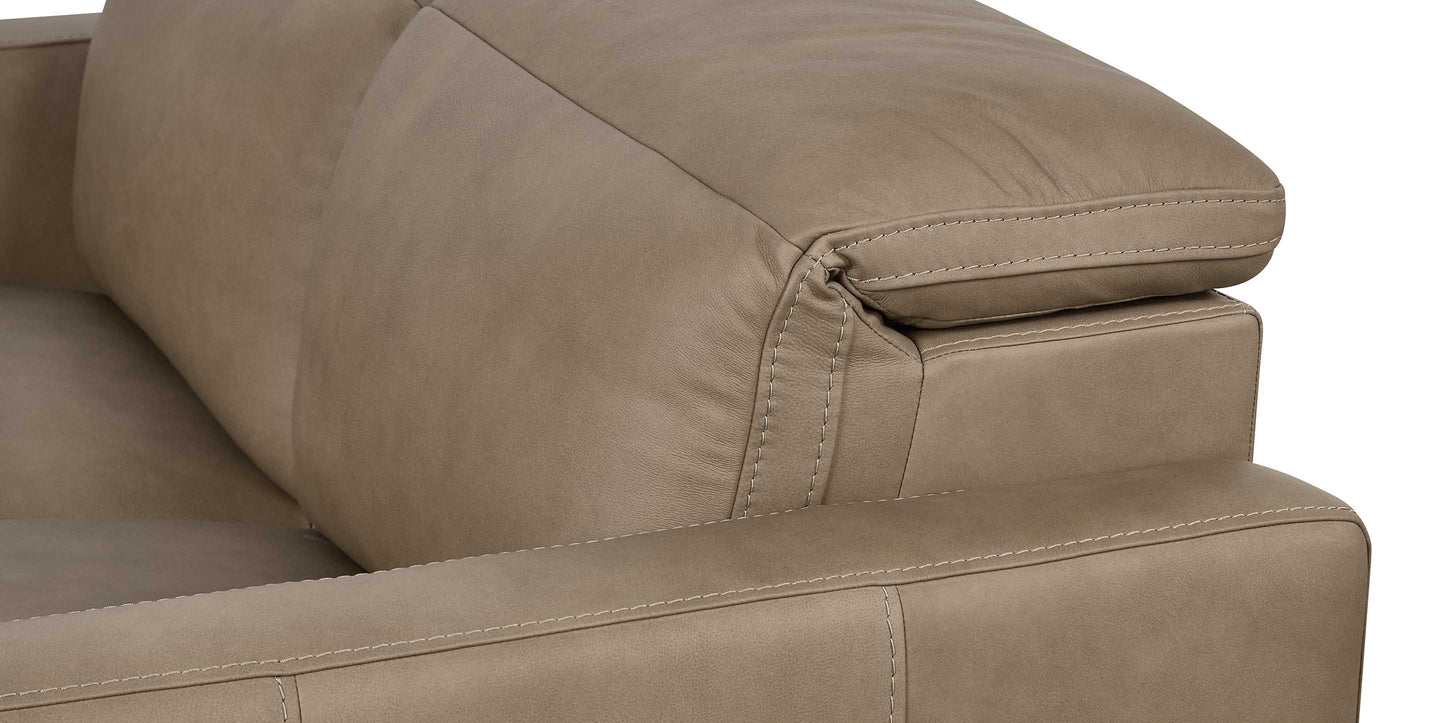 Bassett Club Level Caswell Leather Power Reclining Loveseat — Bassett manufacturer gallery — Caswell Goodland Mushroom — Loveseat w/Power