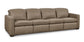 Bassett Club Level Caswell Leather Power Reclining Modular Sofa — Bassett manufacturer gallery — Caswell Goodland Mushroom — 4 pc Sofa