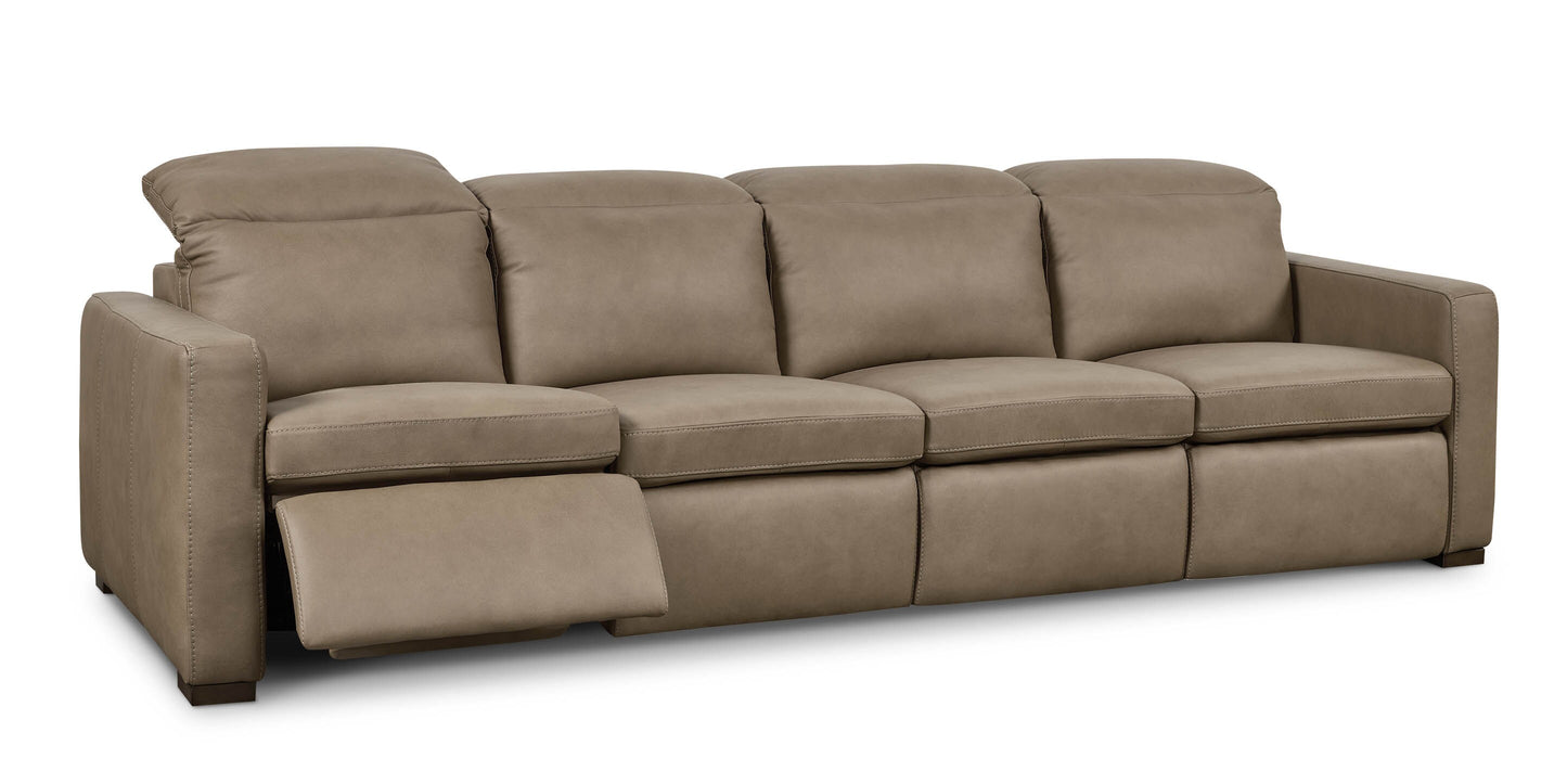 Bassett Club Level Caswell Leather Power Reclining Modular Sofa — Bassett manufacturer gallery — Caswell Goodland Mushroom — 4 pc Sofa
