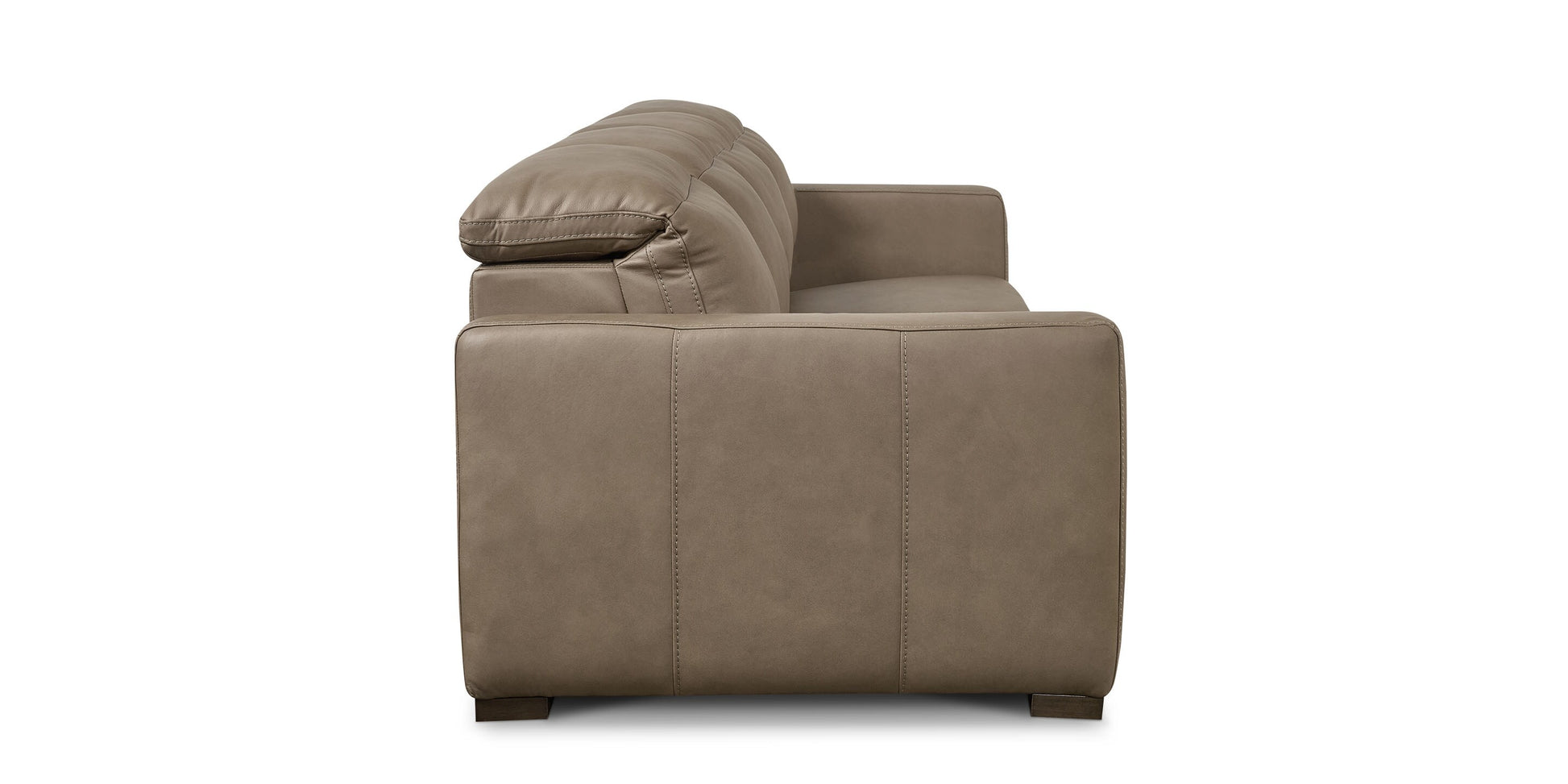 Bassett Club Level Caswell Leather Power Reclining Modular Sofa — Bassett manufacturer gallery — Caswell Goodland Mushroom — 4 pc Sofa