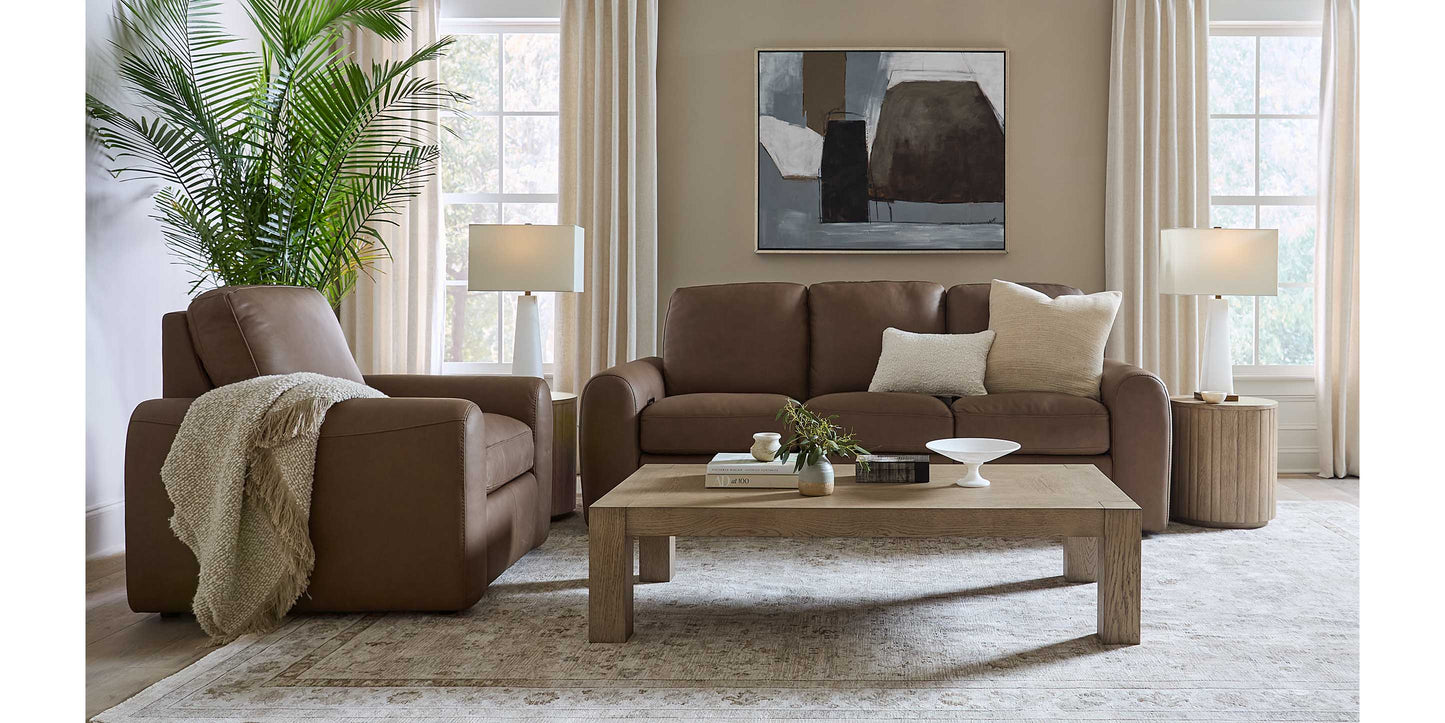 Bassett Club Level Sonny Leather Power Reclining Sofa — Bassett manufacturer gallery — Sofa w/ Power image number 1