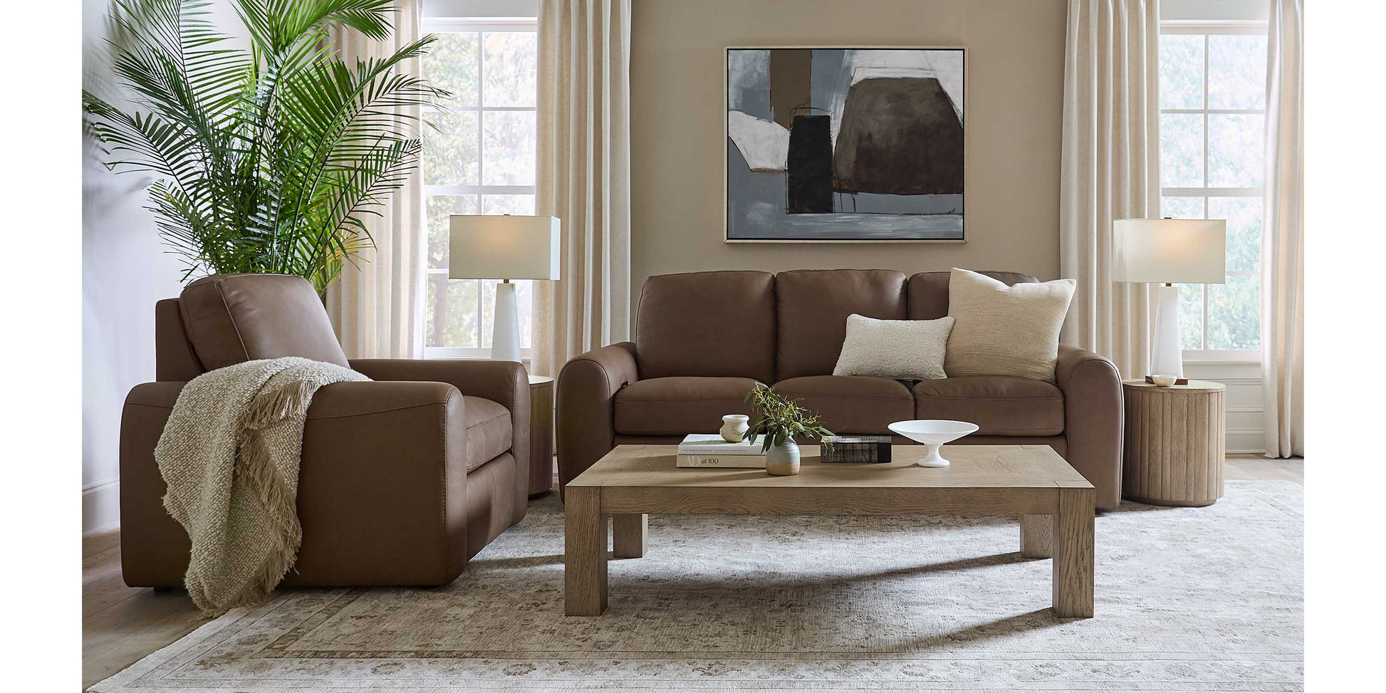 Bassett Club Level Sonny Leather Power Reclining Sofa — Bassett manufacturer gallery — Sofa w/ Power image number 1