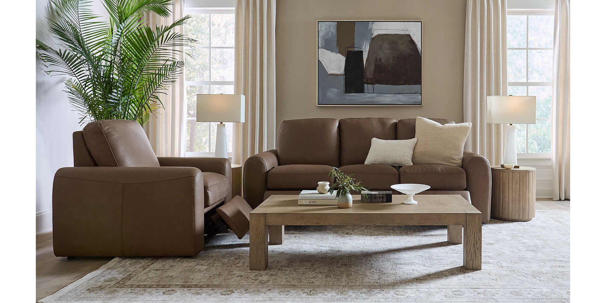 Bassett Club Level Sonny Leather Power Reclining Sofa — Bassett manufacturer gallery — Sofa w/ Power image number 2