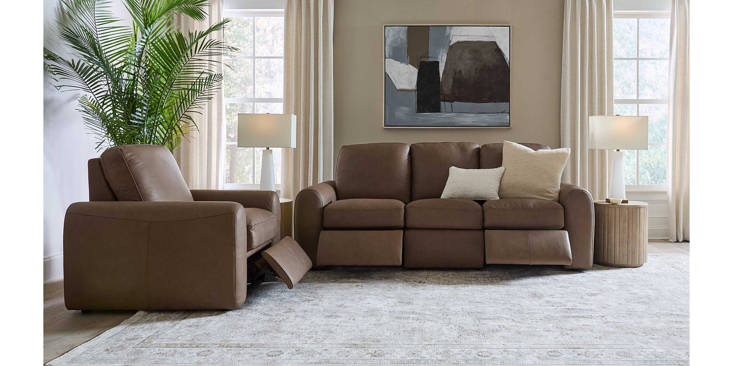 Bassett Club Level Sonny Leather Power Reclining Sofa — Bassett manufacturer gallery — Sofa w/ Power image number 3