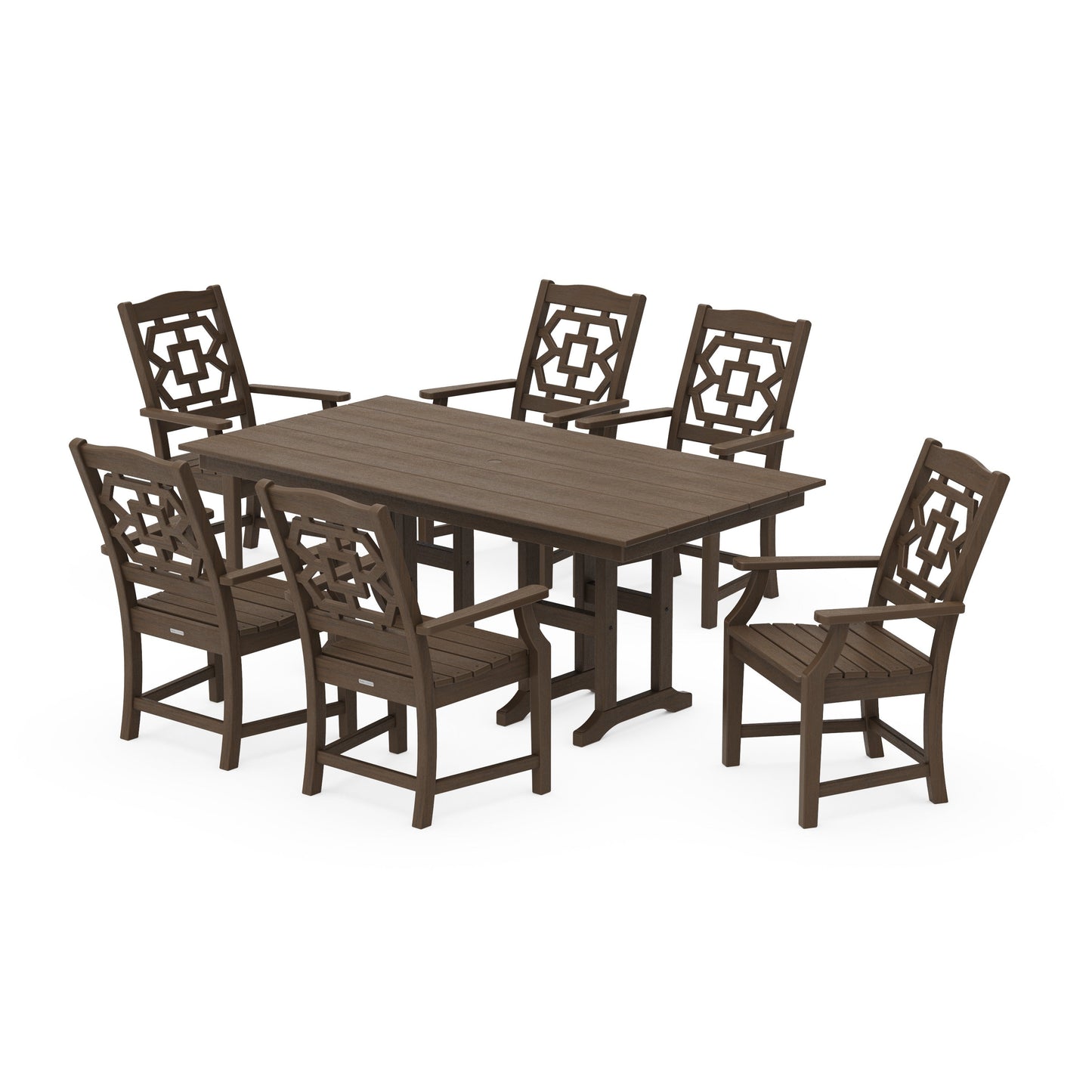 POLYWOOD Chinoiserie Arm Chair 7-Piece Farmhouse Dining Set — Kona
