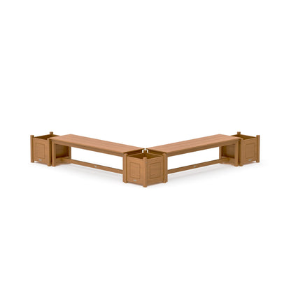 POLYWOOD 60" Country Living L- Shaped Planter Bench Corner Set — Natural