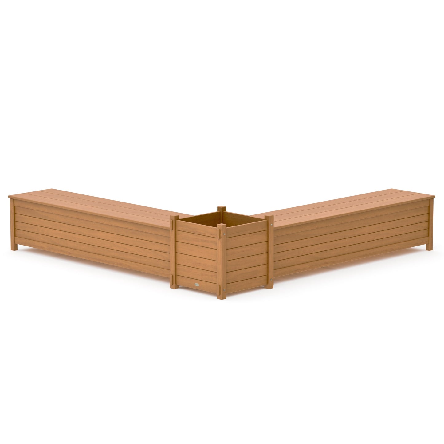 POLYWOOD 72" Nautical L- Shaped Planter Storage Bench Set- Large — Natural