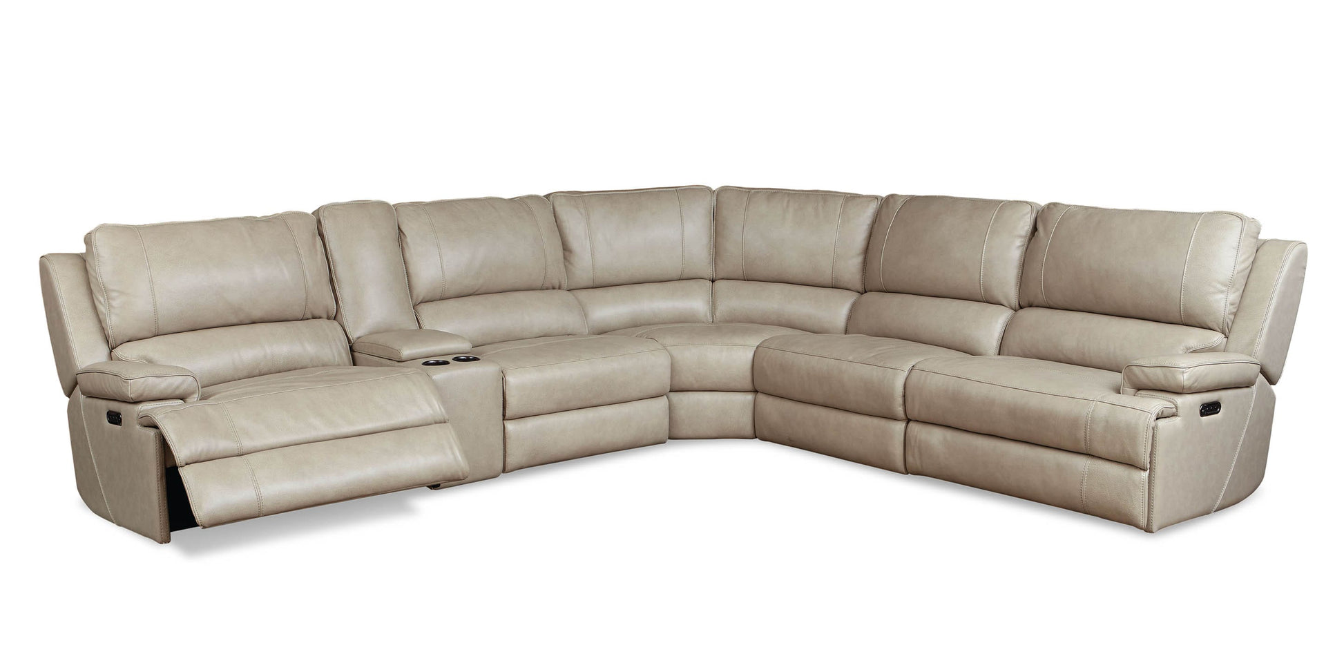 Bassett Club Level Parsons Leather Power Reclining Sectional — Bassett manufacturer gallery — Curved Motion Sectional image number 3