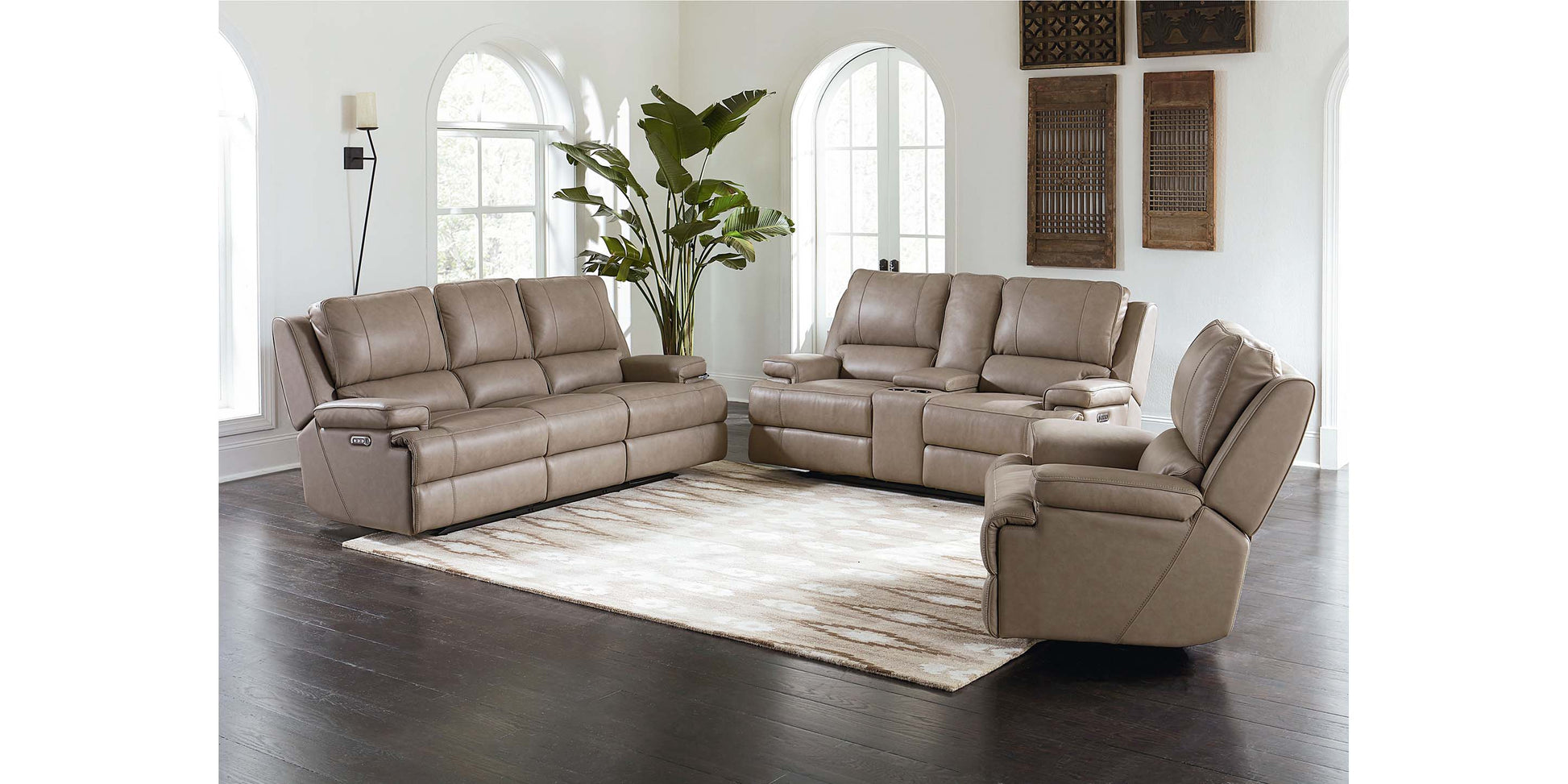 Bassett Club Level Parsons Leather Power Reclining Sectional — Bassett manufacturer gallery — Curved Motion Sectional image number 1