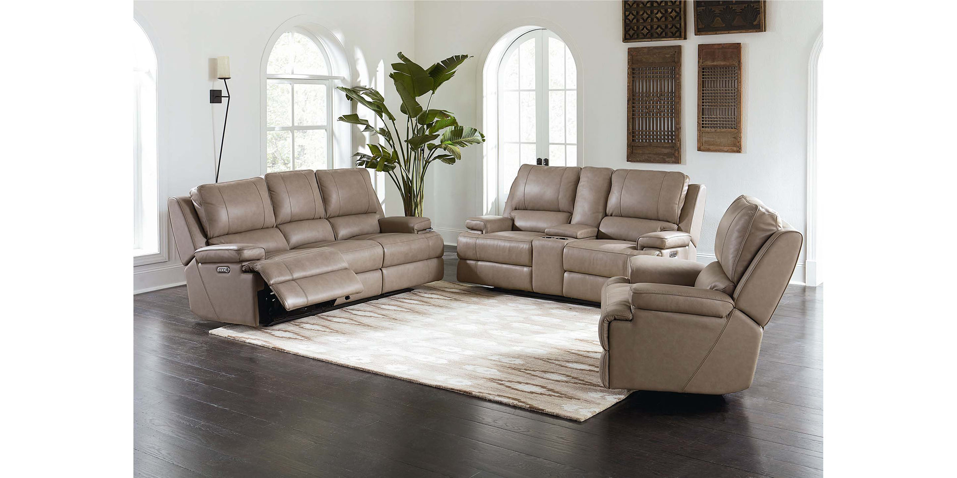 Bassett Club Level Parsons Leather Power Reclining Sectional — Bassett manufacturer gallery — Curved Motion Sectional image number 2