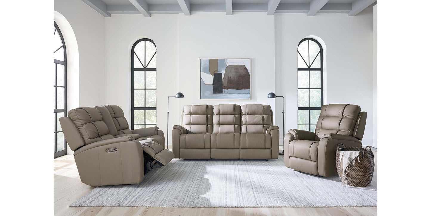 Bassett Club Level Wendell Leather Power Reclining Loveseat with Center Console — Bassett manufacturer gallery — Loveseat w/Power & Console image number 2