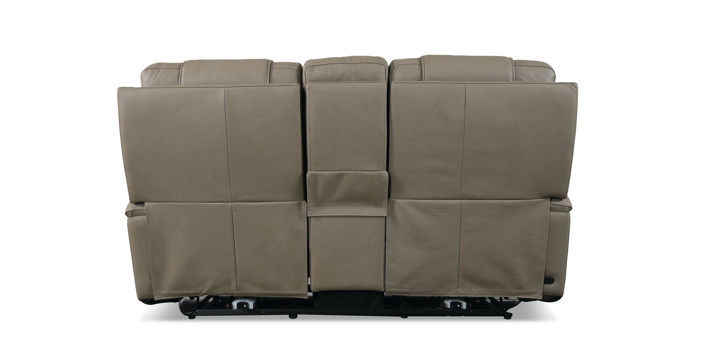 Bassett Club Level Wendell Leather Power Reclining Loveseat with Center Console — Bassett manufacturer gallery — Loveseat w/Power & Console image number 5