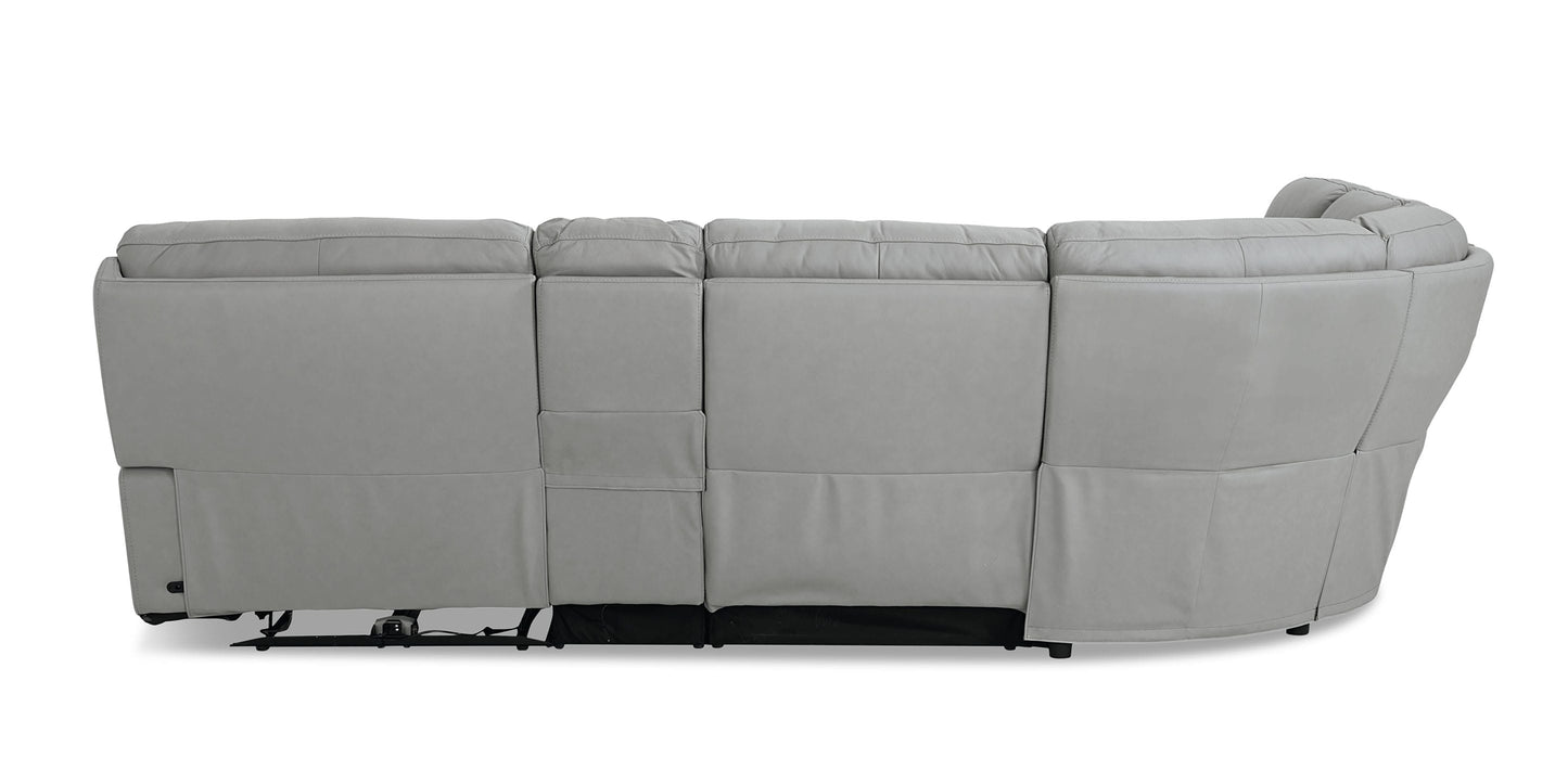 Bassett Club Level Fletcher Leather Power Reclining Sectional — Bassett manufacturer gallery — Curved Motion Sectional image number 6