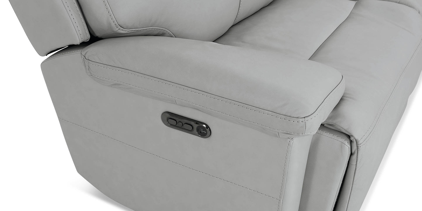 Bassett Club Level Fletcher Leather Power Reclining Sectional — Bassett manufacturer gallery — Curved Motion Sectional image number 7